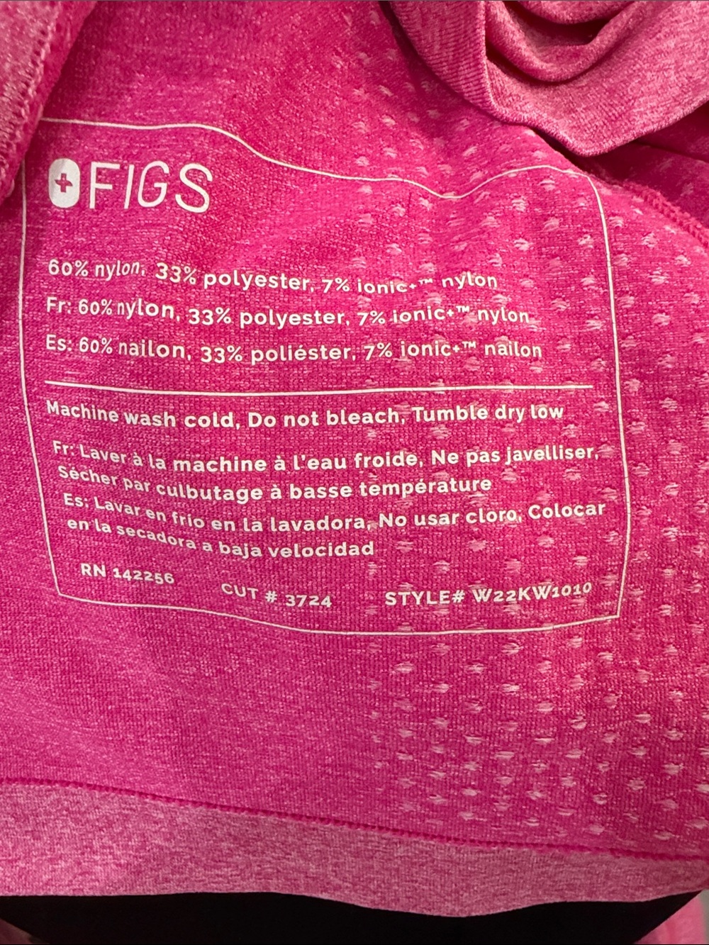 Figs Women's Long Sleeve Tee -Magenta Large - Picture 5 of 5